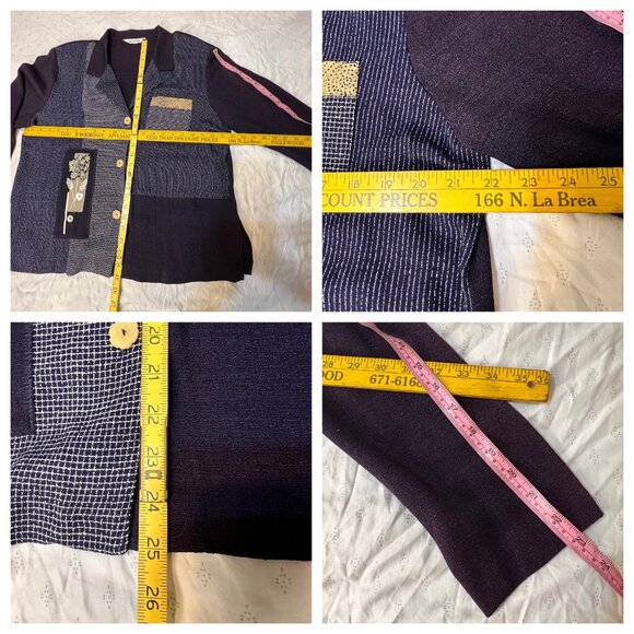 Vintage Piccalino Petite Patchwork Blazer & Skirt Set - Long Sleeve Jacket With - Picture 12 of 16